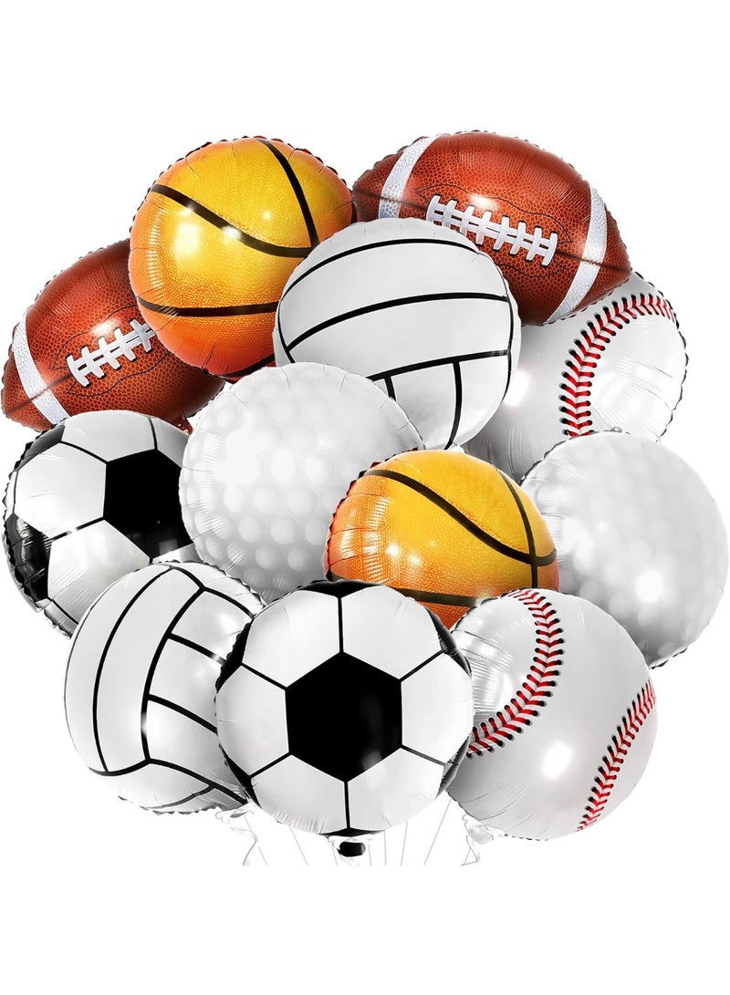 KATCHON Huge Mylar Sports Balloons - 18 Inch, Pack of 12 | All Sports Birthday Party Decorations | Soccer, Golf, Football, Basketball Balloons | All Star Baby Shower Decorations - Image 1